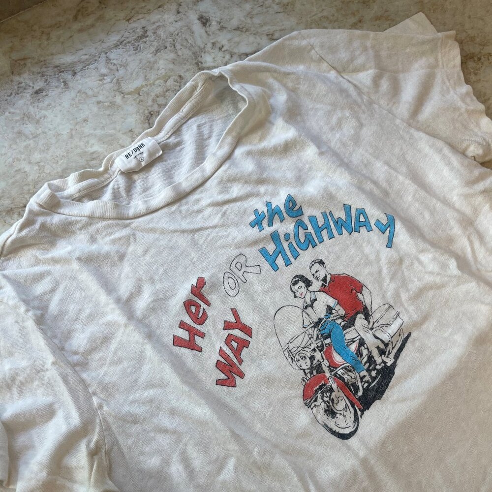 Re/Done Tops 'Her Way Or The Highway' Tee  Size: SMALL check desc.